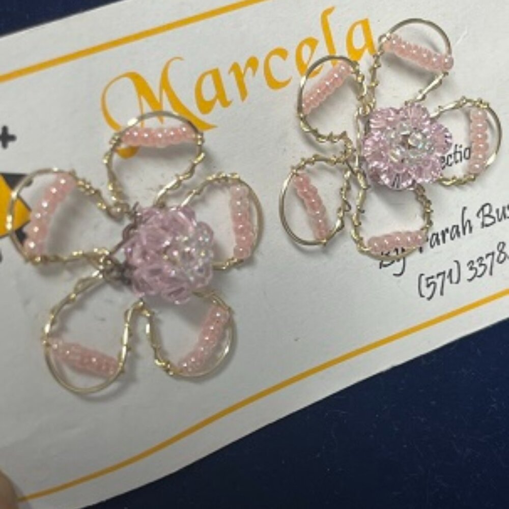Buy 2 Get 1 FREE NWT Handmade Flower Copper Wire Craft Earrings/Bright Beads